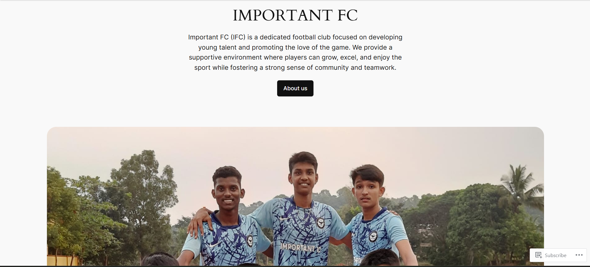 Youth Football Club Website